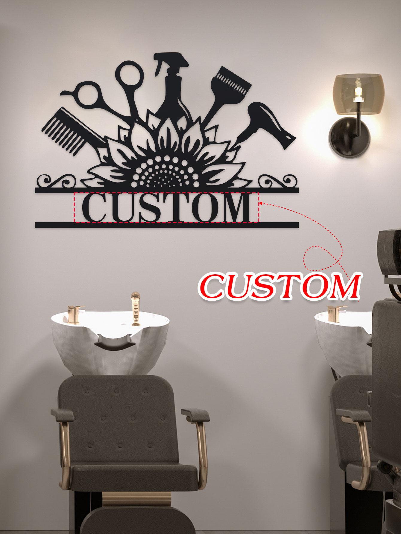 Industrial Lasers - Papan Logam Penata Rambut Kustom, Seni